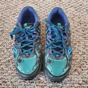 Saucony Xodus Aqua & Gray Trail Running Shoes size 8.5